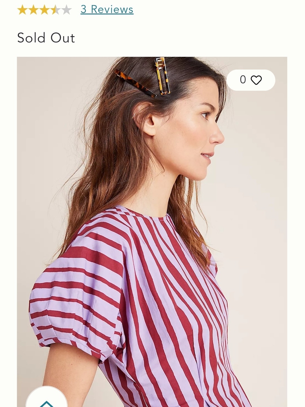 Anthropologie LINA Pink & Burgundy Striped Puff-Sleeve Blouse Mignon Doo - Picture 3 of 11